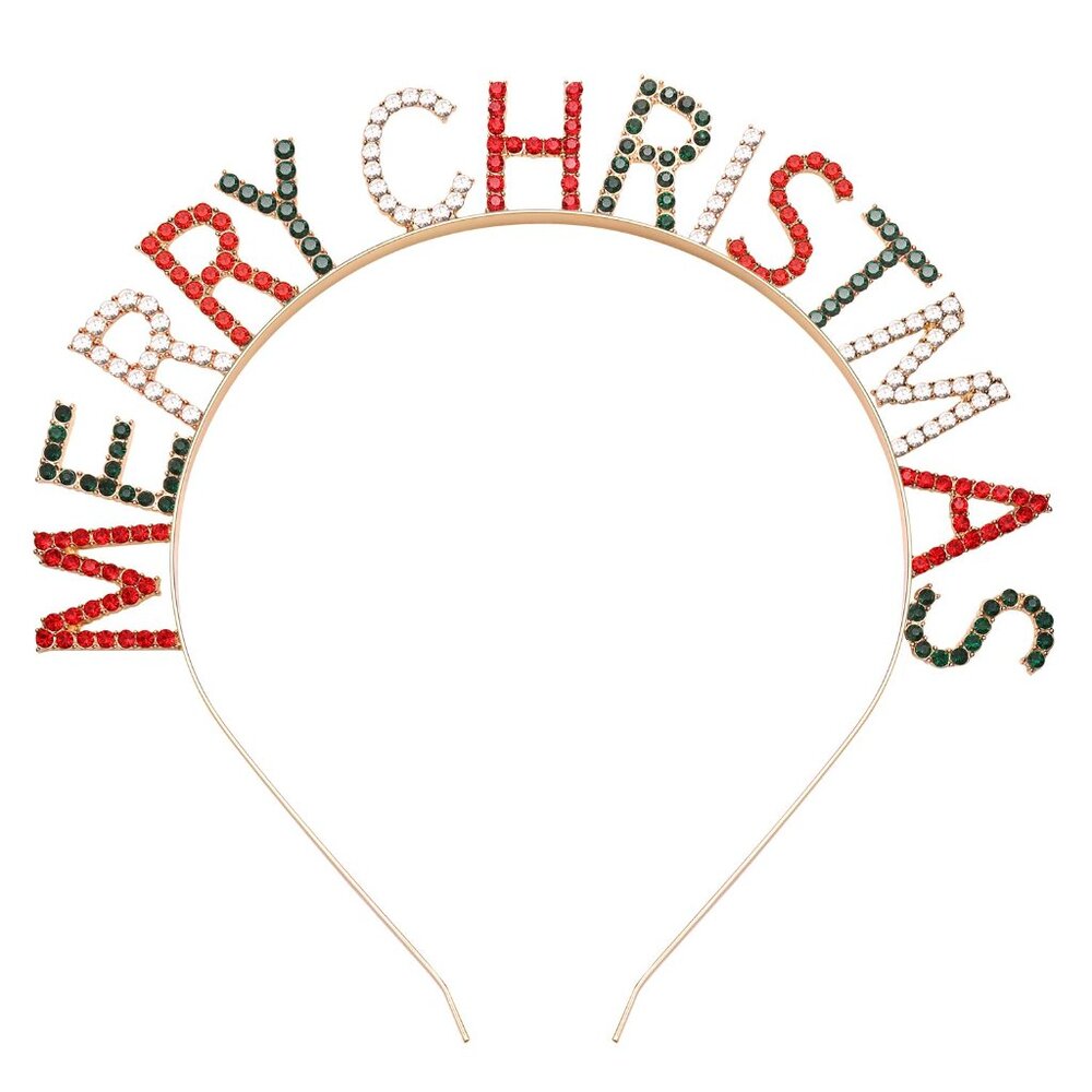 Christmas Headbands for Women Rhinestone MERRY CHRISTMAS HAPPY NEW YEAR Hairband